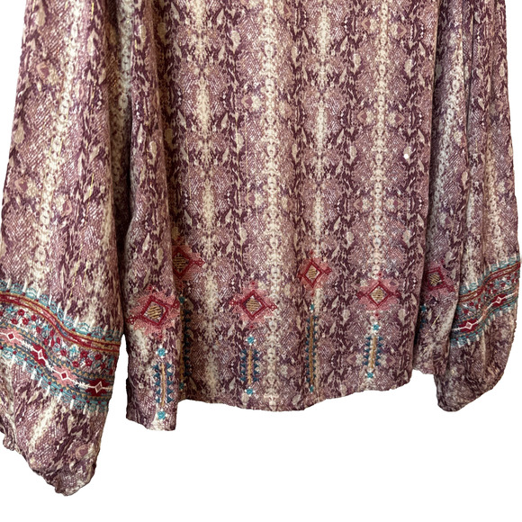 Savanna Jane NWOT Womens S Boho Embroidered Metallic Peasant Blouse Hippie Sheer - Picture 3 of 9